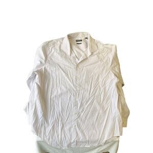 Calvin Klein Men Button Up Shirt 18.5 36/37 White Check Dress Shirt Long Sleeve